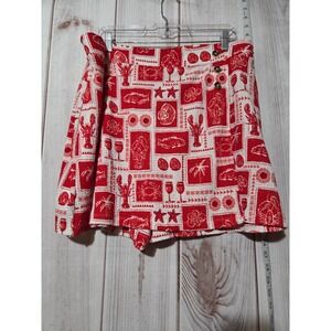 Kathy Ireland Skort Ladies 1x Red White‎ Nautical Coastal Beach Lobster